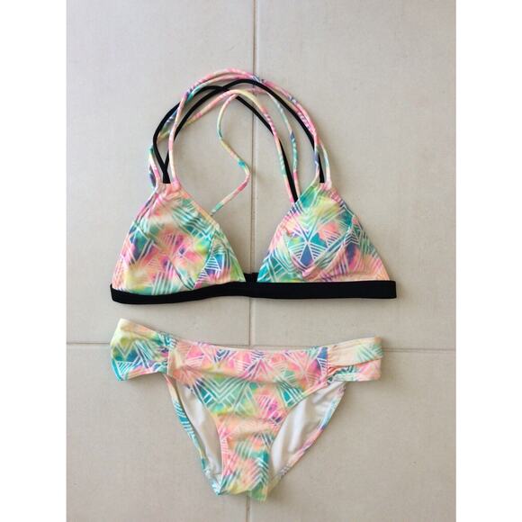Victoria's Secret Pink Swim Bikini Swimwear Triangle Top Print Swimsuit - Picture 1 of 13